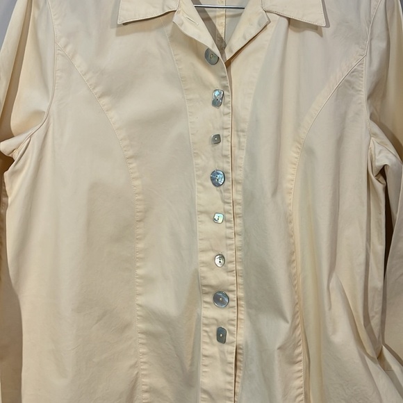 J JILL Yellow Unlined Jacket Long Sleeve Classic Collared Button Down Shirt szL - Picture 5 of 10